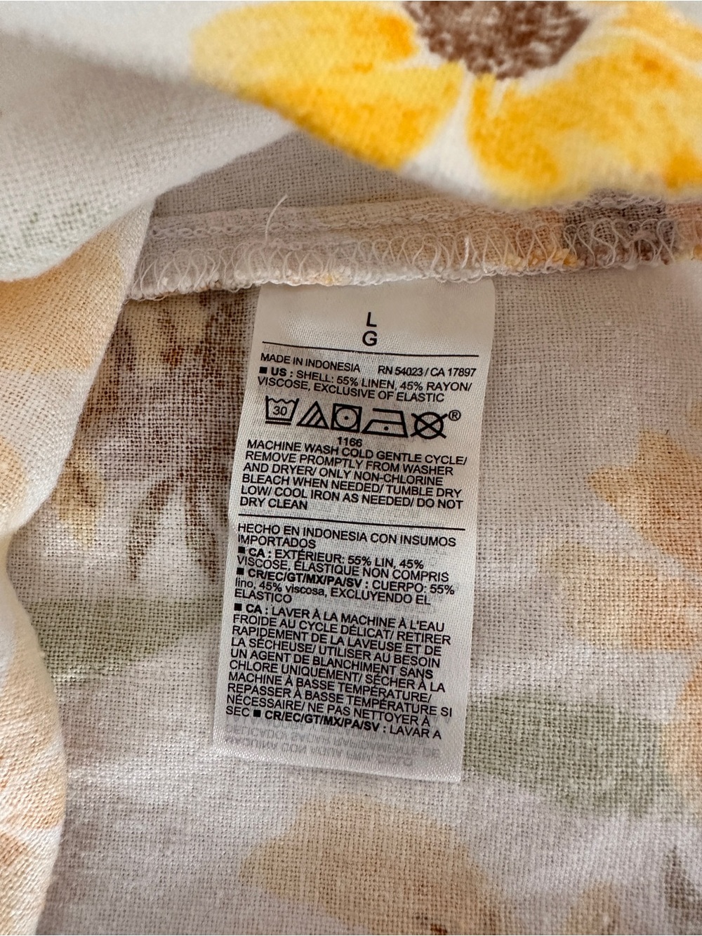 Old Navy Cream Summer Dress with Sunflower Floral Design Linen Blend Cottagecore - Picture 6 of 10